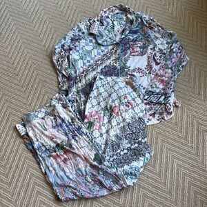 Johnny Was Multicolor Floral Pajama Set